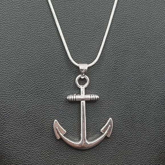 925 Silver Necklace W/ Anchor Ocean Marine Surfer Fishing  925 Silver Necklace W/ Anchor Ocean Marine Surfer Fishing Anniversary Birthday